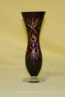 Antique Czech Bohemian Crystal Vase 1930c