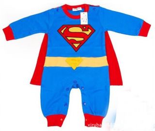 Superman Baby Toddler Grow Long Sleeved Bodysuit Romper Onesie