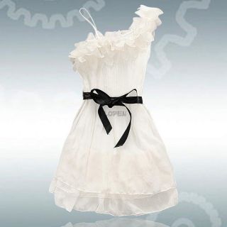 One Shoulder Pleated Sweet Bridesmaid Prom Wedding Party Short Chiffon Dress