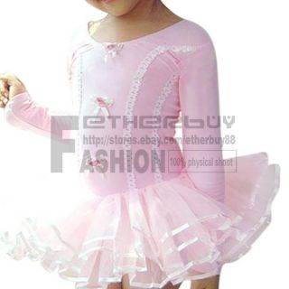 Girl Kids Pink Ballet Dance Dress Costume Tutu Skirt Leotard Dancewear 3 6 Years