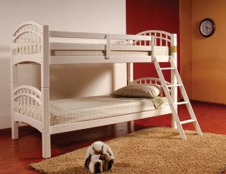 White Finish Wood Arched Design Twin Size Convertible Bunk Bed Bunkbed New