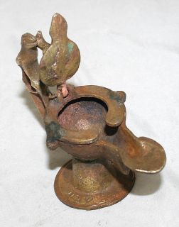 Antique Bronze Judaica Shabbat Oil Lamp Tunisia 1920c