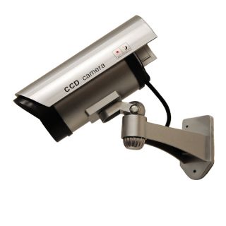 Outdoor Fake Dummy Security Cameras Camera CCTV w LED Light on Off Fake Camera