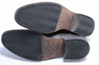 Cole Haan C08855 11 5 Black Leather Ankle Boot Cap Toe Laced Plain Distress Shoe