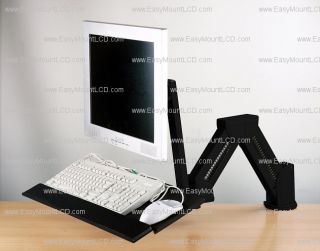 LCD Monitor Keyboard Stand Desktop Wall Mount Black