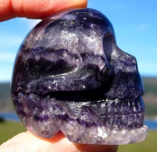 Sweet Rainbow Fluorite Stone Crystal Skull Cranium Head