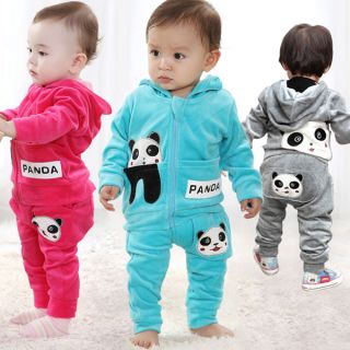 Baby Toddler Panda Hoodie Outerwear Top Pant Boy Girl Children Clothing 2pcs 0T