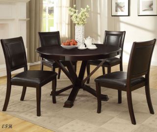 New Wasilla Contemporary Round Espresso Finish Wood Dining Table Set