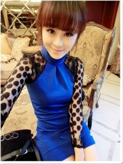 Womens Korean Fashion OL Sexy Polka Dot Sleeve Chiffon Dress 3 Colors E413 TQ