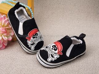 New Toddler Baby Boy Black Pirate Skull Casual Shoes US Size 3 K12