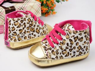 New Toddler Baby Girl Gold Leopard Tennis Shoes Size US 3 A838