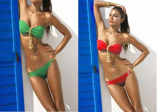 Women's Anchor Pendant Swimsuit Swimwear Suit Padded Beach Bathing Bikini Set