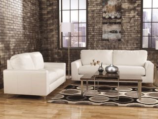 Veronica Contemporary White Bonded Leather Sofa Couch Set Living Room Furniture