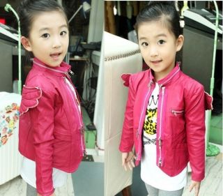 Baby Toddler Boys Girls Faux Leather Back Angel Wing Coat Kids Locomotive Jacket