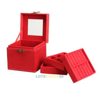 Luxury 3 Tier Jewelry Storage Gift Box Ring Necklace Pendant Organizer Case LS4G