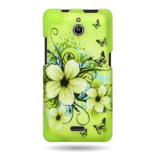 Huawei Ascend Plus H881C Y300 Green Hawaiian Flower Case Hard Design Cover