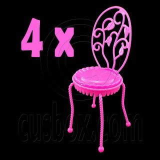 4 x Pink Plastic Stool Chair 1 6 Barbie Blythe Doll's House Dollhouse Furniture