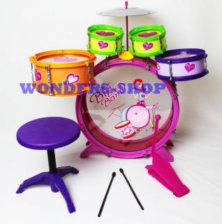 New My First Toy Kids Plastic Big Band Drum Set Music Pink Girl Drum Set