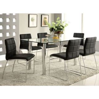 Modern Contemporary Chrome Plated Steel Glass Top Dining Set