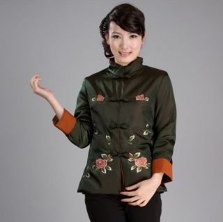 Burgundy Green Chinese Women's Winter Cotton Jacket Coat Sz M L XL XXL 3XL
