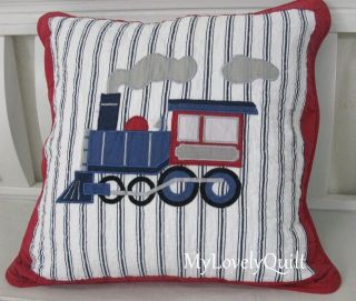 Choo Choo Train Applique Patchwork Quilted Decorative Cushion Cover 50x50cm