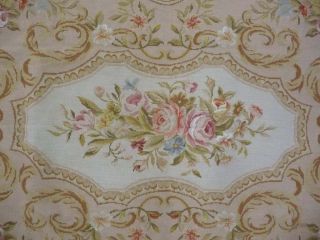 5'x7' Handmade French Aubusson Design Roses Wool Needlepoint Area Rug Brand New