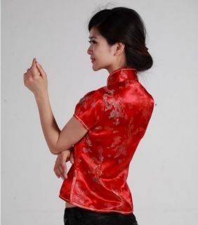 Charming Chinse Women's Silk Tops Dress T Shirt Red Size 6 8 10 12 14
