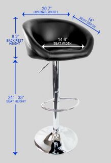 4 Barstools Swivel Seat Black PU Leather Modern Adjustable Hydraulic Bar Stool