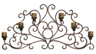 Tuscan XL Hand Forged Metal Candle Holder Wall Sconce Wrought Iron Grille