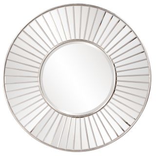 Beveled Wall Mirror on Mirror Silver Round Large 42" Modern Contemporary