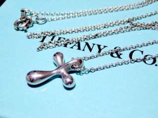 Tiffany Co Elsa Peretti Cross Pendant Necklace Sterling Silver 925