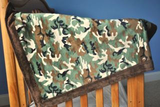 Military Print Baby Boy Blanket Quilt Fabric Minky
