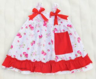 New Baby Dress Set Strawberry Red Pink Matching Bloomer Headband XS s M