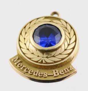 Mercedes Benz Genuine Blue Spinel Solid 585 14k Yellow Gold Charm