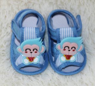 Baby Shoe Girls Boys Blue Monkey Sandals Soft Bottom Infant Shoes 10 Cm