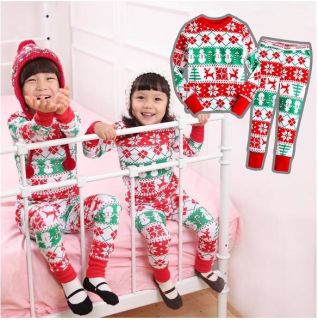 Baby Kids Suits Girls Christmas Clothes Sleepwear "Snow Flower" Pajama Set 6T