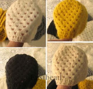 Stylish Handmade Flower Hollow Women Girls Crochet Knit Ski Beanie Wool Hat Cap