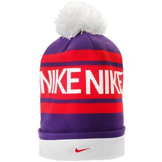 Nike Pom Pom Knit Hat Unisex 546113 547 Purple Red Retro Look Beanie One Size