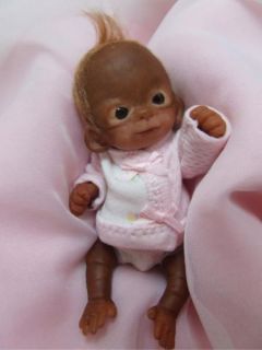 OOAK Baby Orangutan Monkey Girl Sculpted Polymer Clay Art Doll