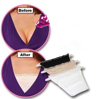 Fashion Modesty Panel with Lace Trim Clip on Bra Sexy Womens Black White Brown