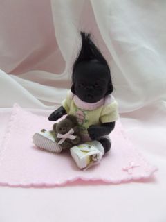 OOAK Baby Orangutan Monkey Sculpted Polymer Clay Art Doll Collectible