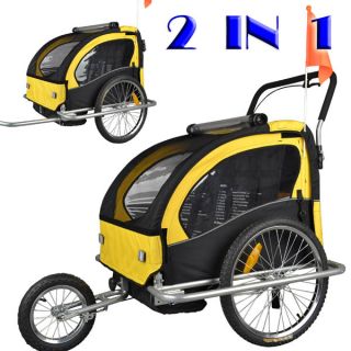 New Double Kids 2 in 1 Bike Trailer Jogger Child Baby Bicycle Carrier 50204