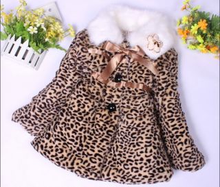 2014 New Winter Leopard Coat Faux Fur Thick Coat Child Clothes Warm Jacket Lined