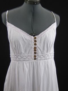 Vintage 70s White Cotton Crochet Lace Dress Made India