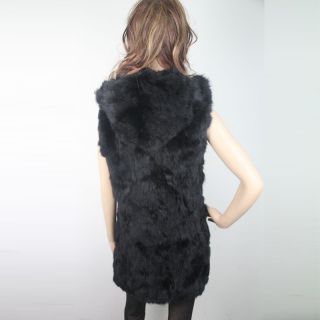 Lady Real Rabbit Fur Vest Long Coat Vest Best Quality Coat Cape 3 Color M XXL
