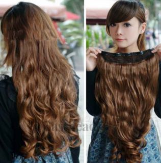 Hot Fashion Full Head Clip Curly Wavy Women Synthetic Hair Extension Extensions