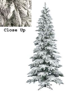 6 5' Snow Flocked Layered Utica Fir Slim Artificial Christmas Tree Unlit