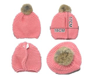 1pc Girls Boys Cute Crochet Fur Ball Kids Baby Bonnet Hat Cap Beanie Headwear