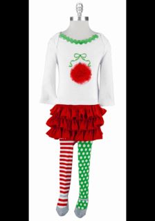 Little Infant Baby or Toddler Girls Christmas Ornament Tunic and Skirt Leggings