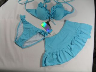 Bikini Swimwear Bathing Suit Ruffle Mini Skirt s M L